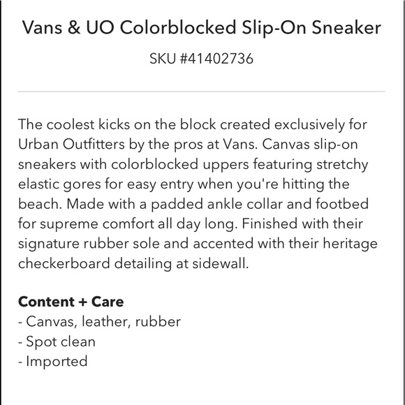 URBAN OUTFITTERS X VANS CANVAS SLIP ON VANS - Picture 3 of 3